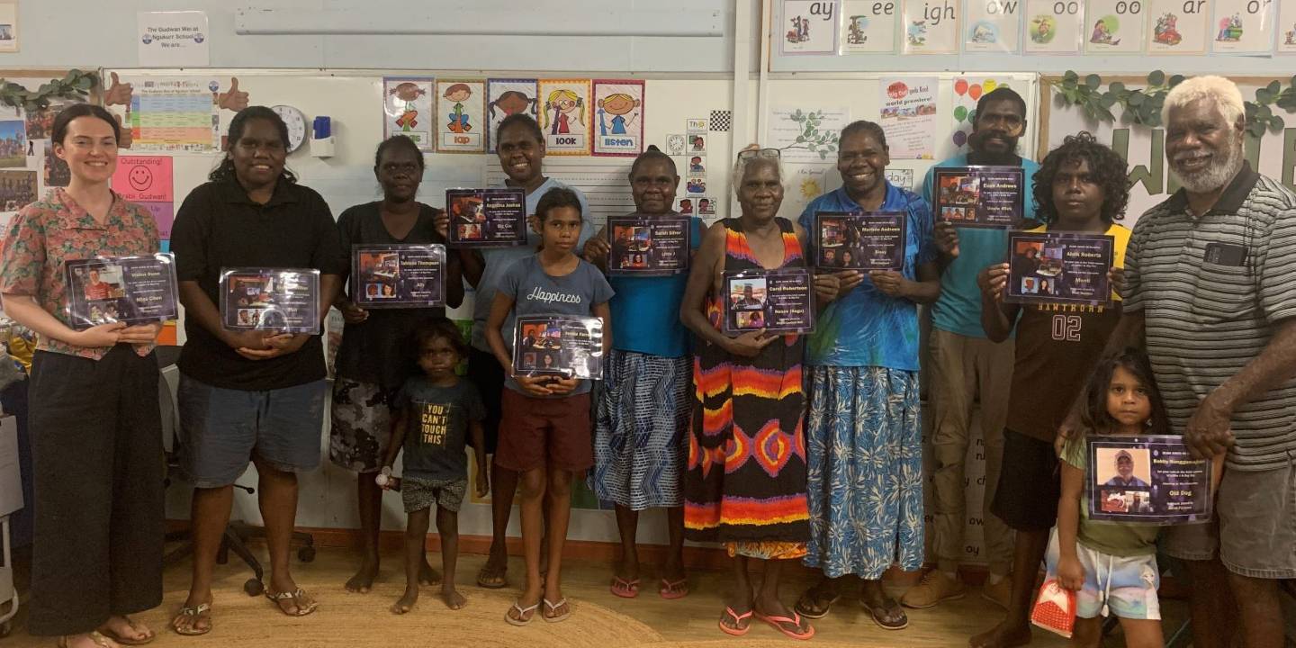 The Kriol cast of 'Little J & Big Cuz' at Ngukurr’s premiere