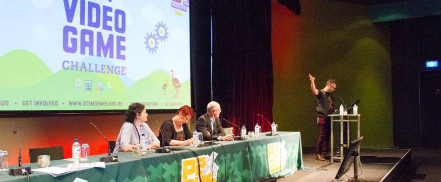 Panel discussion at the inaugural Australian STEM Video Game Challenge awards ceremony.