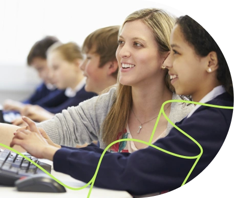 Student with a teacher in class