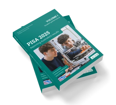 Stack of printed PISA 2025 Reporting Australia's Results report booklets