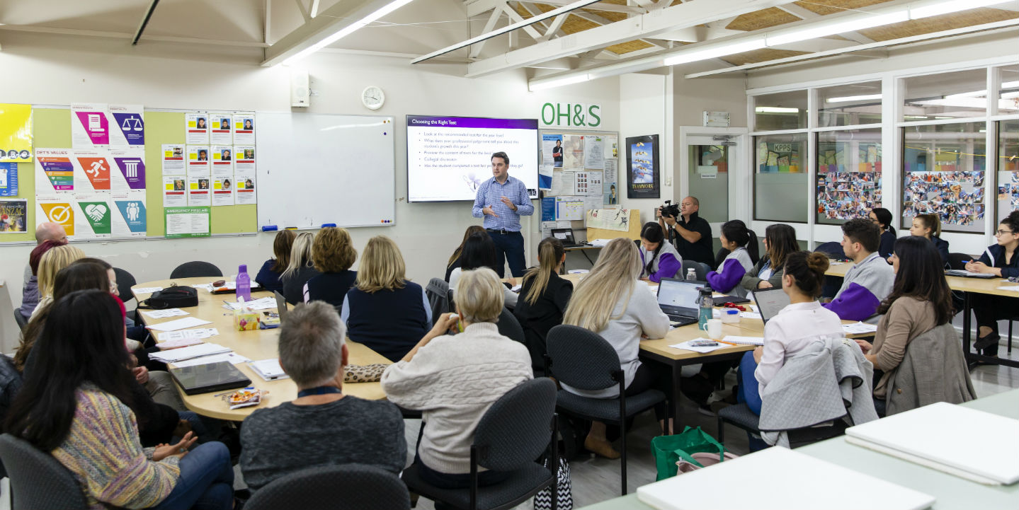 Primary educators take part in a PAT workshop with presenter Daniel O'Loughlin