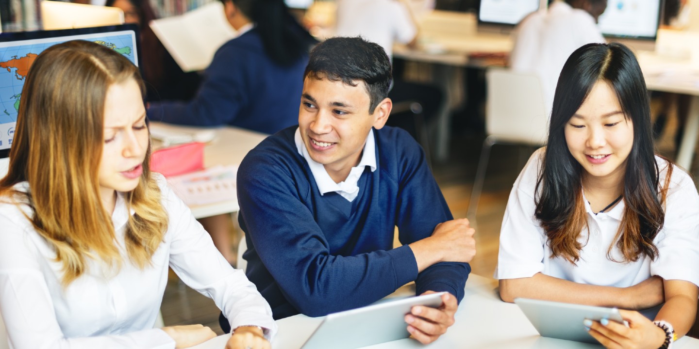 Students in a library