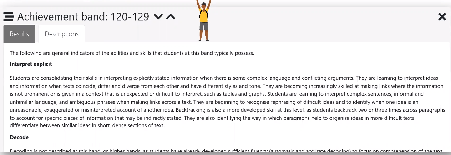 Description of the PAT Reading Achievement Band 120-129