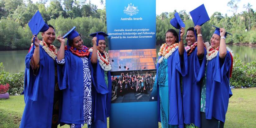 A group of Australia Awards Pacific Scholarship Fiji alumni.