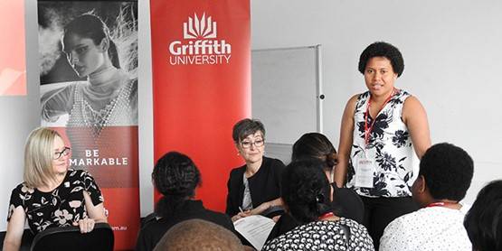 RBF Economist, Ms Kalolaini Ranadi speaking at the RBF-RBV DFAT Fellowship Program, Brisbane, Australia, January 2018.
