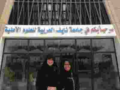 Alumna Ms Fitriana Nur (right) and colleague working for the International Organisation for Migration (IOM) in Saudi Arabia, advocating for policy change to protect of migrant workers from trafficking.